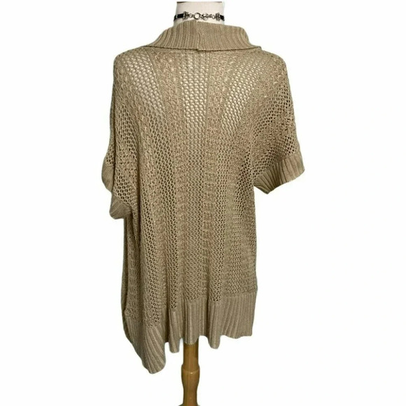Dress Barn 1X Tan short sleeve open knit cardigan - Picture 4 of 6